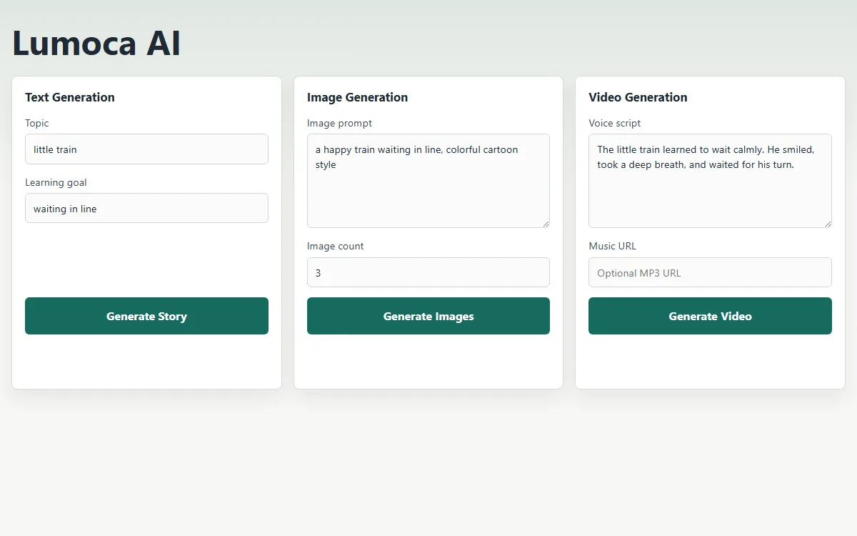 AI Content Generation and Workflow Platform project screenshot