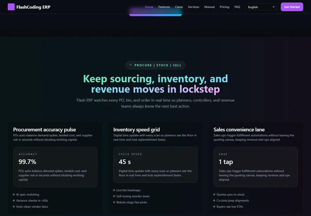 Inventory and Order Automation Dashboard interface design